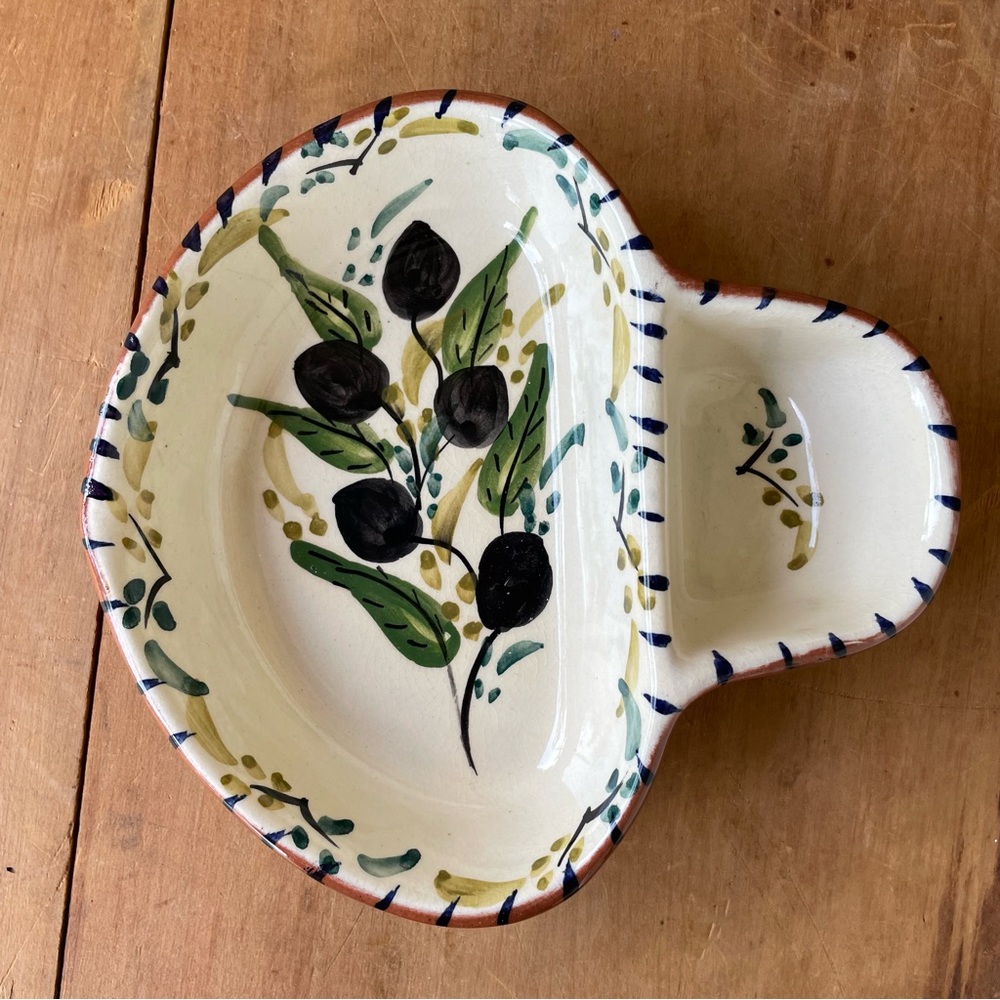 Casafina Bread & Oil Dish Hand Painted in Portugal Pottery Beautiful!